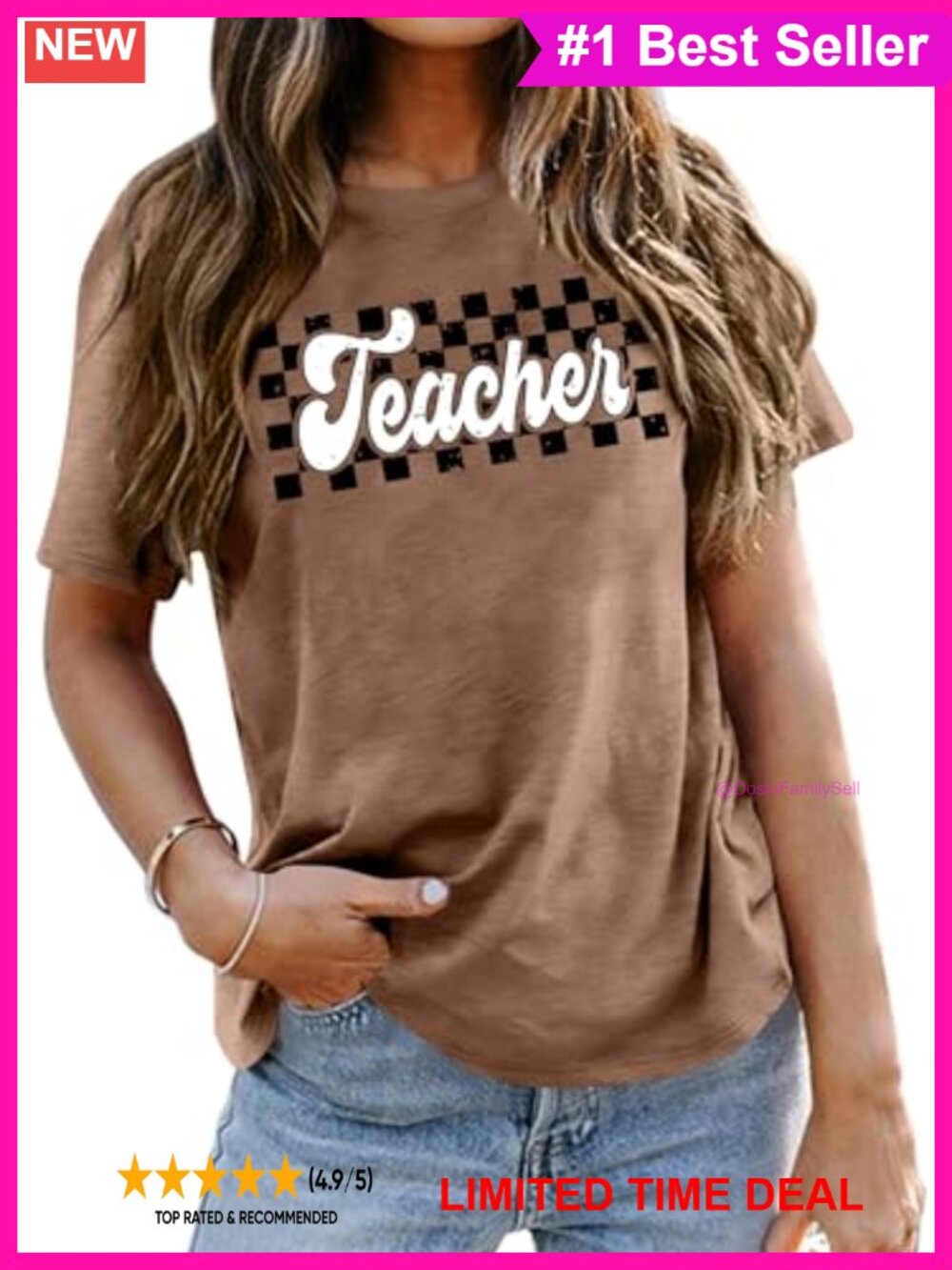 Women's Teacher Graphic T-Shirt Short Sleeve Crew Neck Loose Fit Casual Top